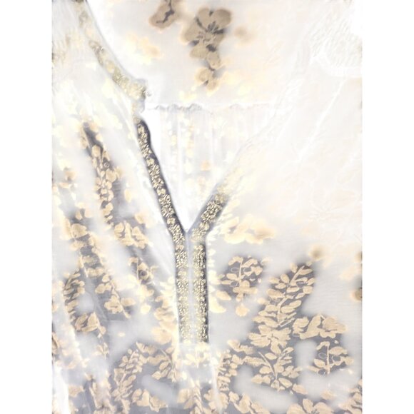 Lucky Brand Womens 2X Long Sleeve Floral Embroidered Blouse - Picture 2 of 5